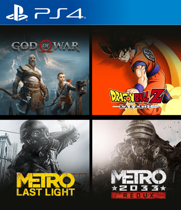 Combo God of War 4, Dragon Ball Kakarot y Metro Redux y Metro Last Light Redux - PlayStation 4