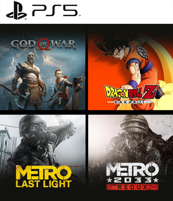 Combo God of War 4, Dragon Ball Kakarot y Metro Redux y Metro Last Light Redux - PlayStation 5